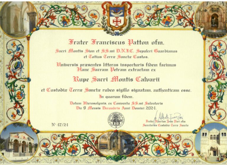 Kustos Svete Zemlje fra Francesco Patton darovao kamen od stijene Kalvarije Milosrdnim sestra sv. Križa u Zagrebu